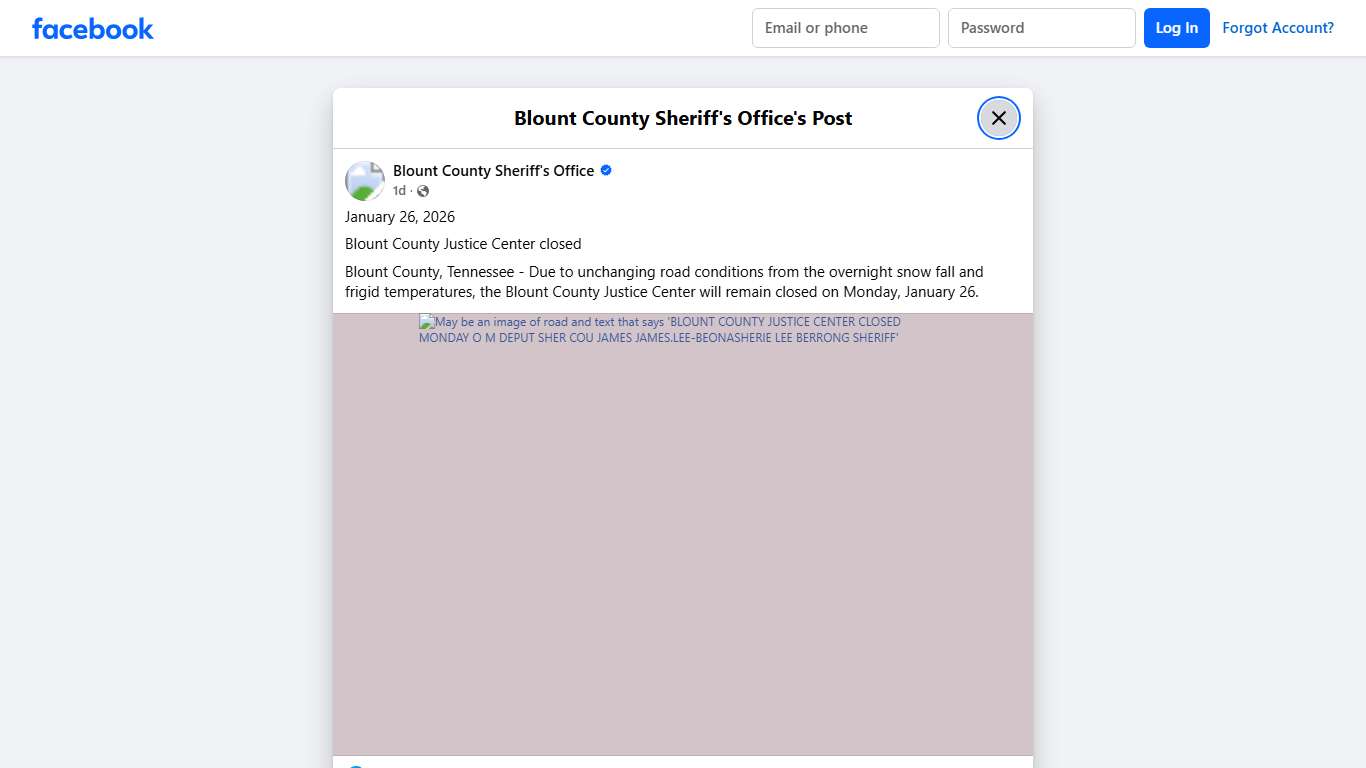 January 26, 2026 Blount... - Blount County Sheriff's Office Facebook