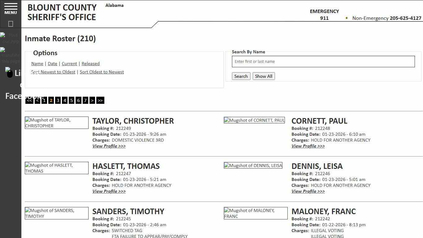Inmate Roster - Page 2 Current Inmates Booking Date Descending - Blount County Sheriff AL